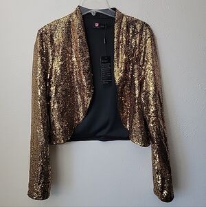 Gold Sequin Crop Dressy Jacket